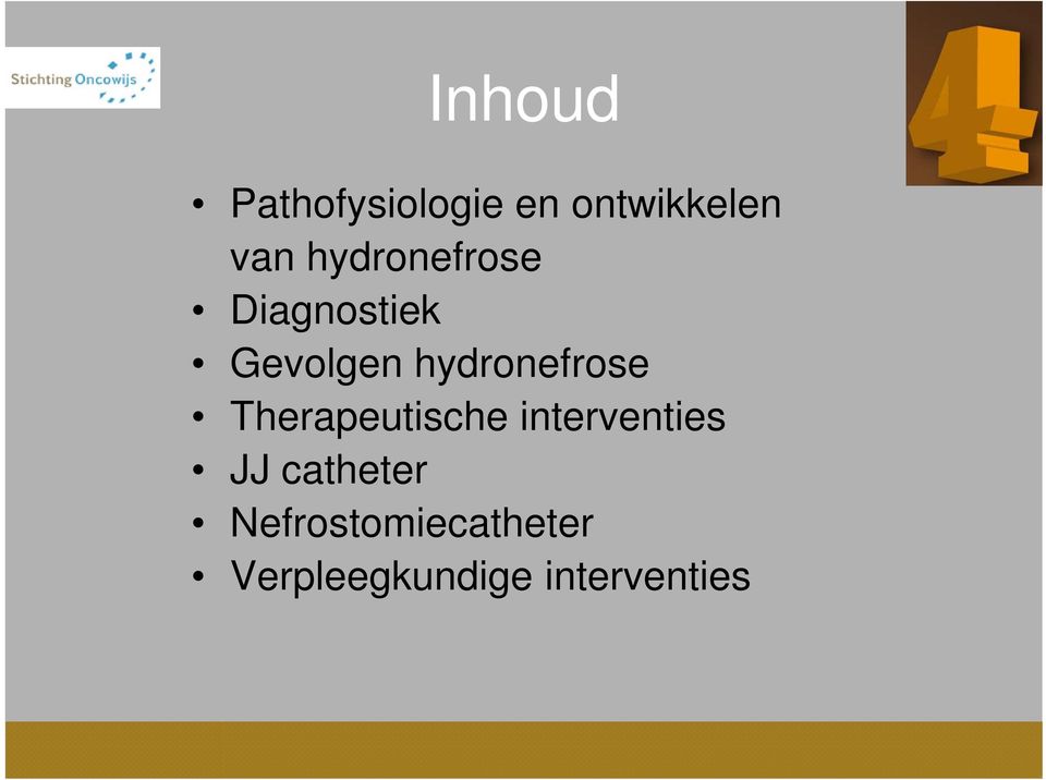 hydronefrose Therapeutische interventies JJ