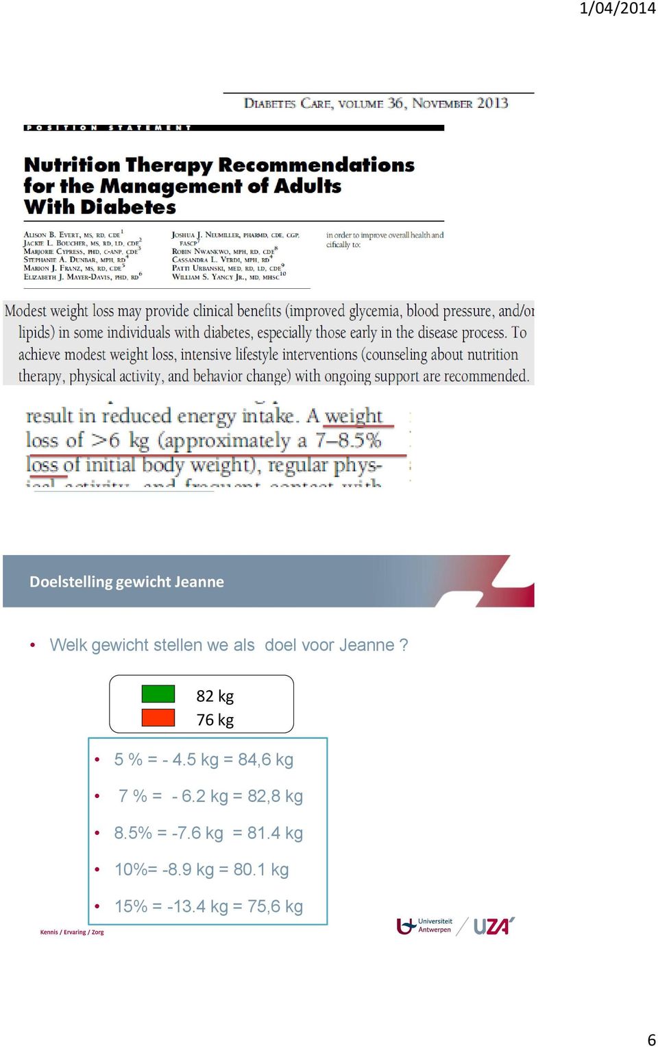 5 kg = 84,6 kg 7 % = - 6.2 kg = 82,8 kg 8.5% = -7.