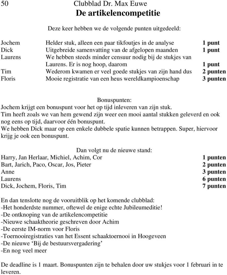 maanden 1 punt Laurens We hebben steeds minder censuur nodig bij de stukjes van Laurens.