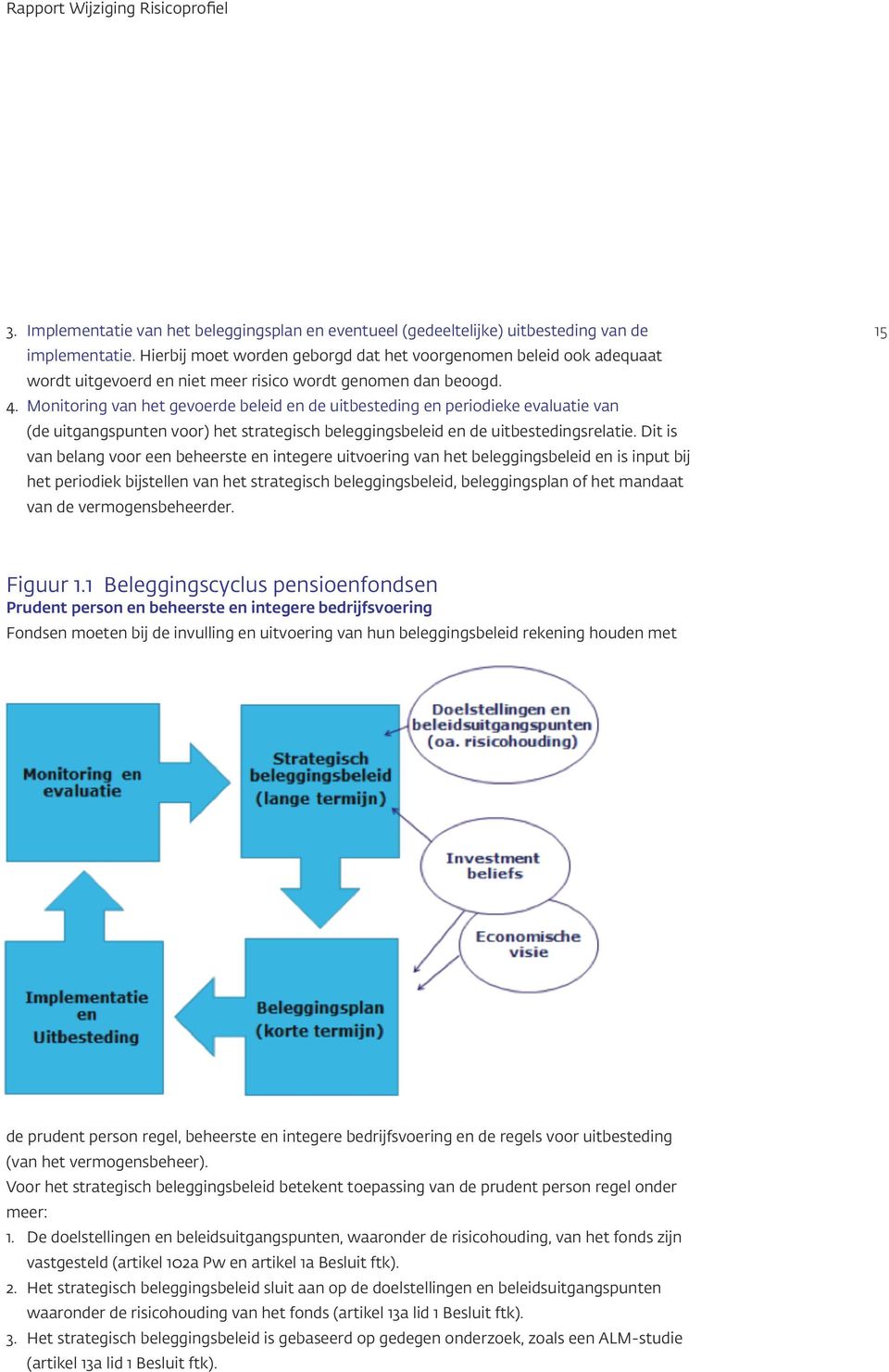 Monitoring van het gevoerde beleid en de uitbesteding en periodieke evaluatie van (de uitgangspunten voor) het strategisch beleggingsbeleid en de uitbestedingsrelatie.