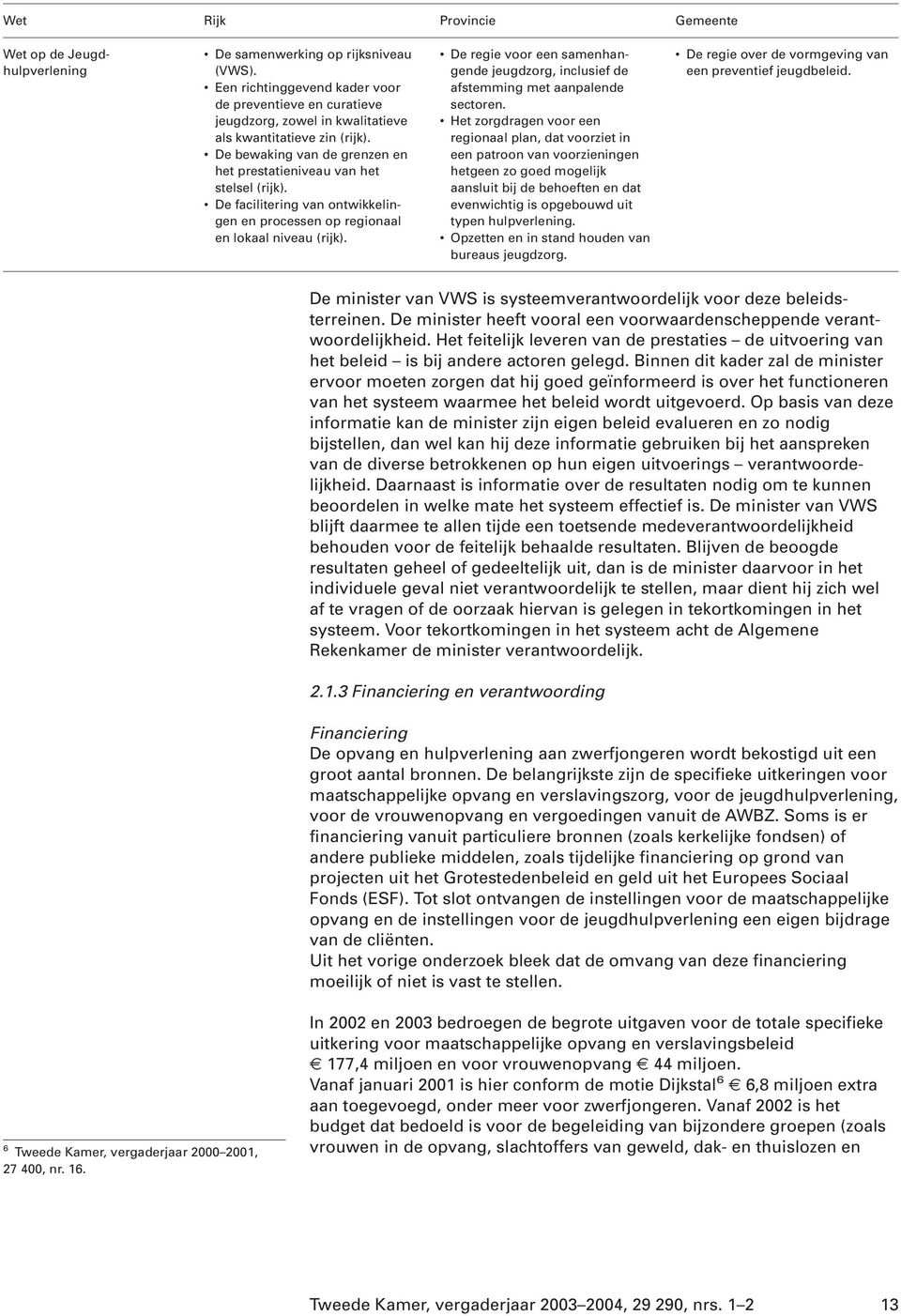 De facilitering van ontwikkelingen en processen op regionaal en lokaal niveau (rijk). De regie voor een samenhangende jeugdzorg, inclusief de afstemming met aanpalende sectoren.