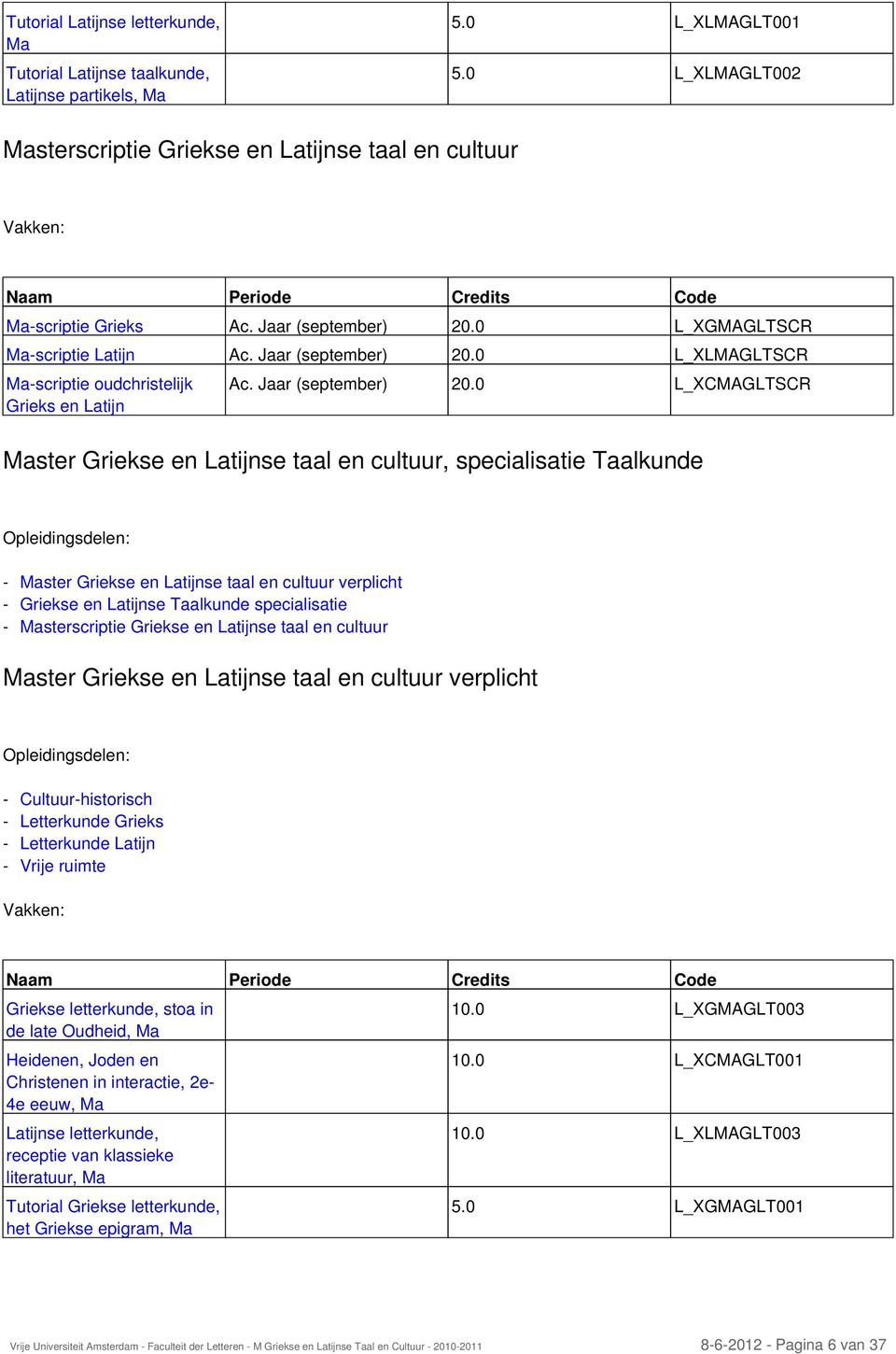 Jaar (september) 20.0 L_XLMAGLTSCR Ma-scriptie oudchristelijk Grieks en Latijn Ac. Jaar (september) 20.