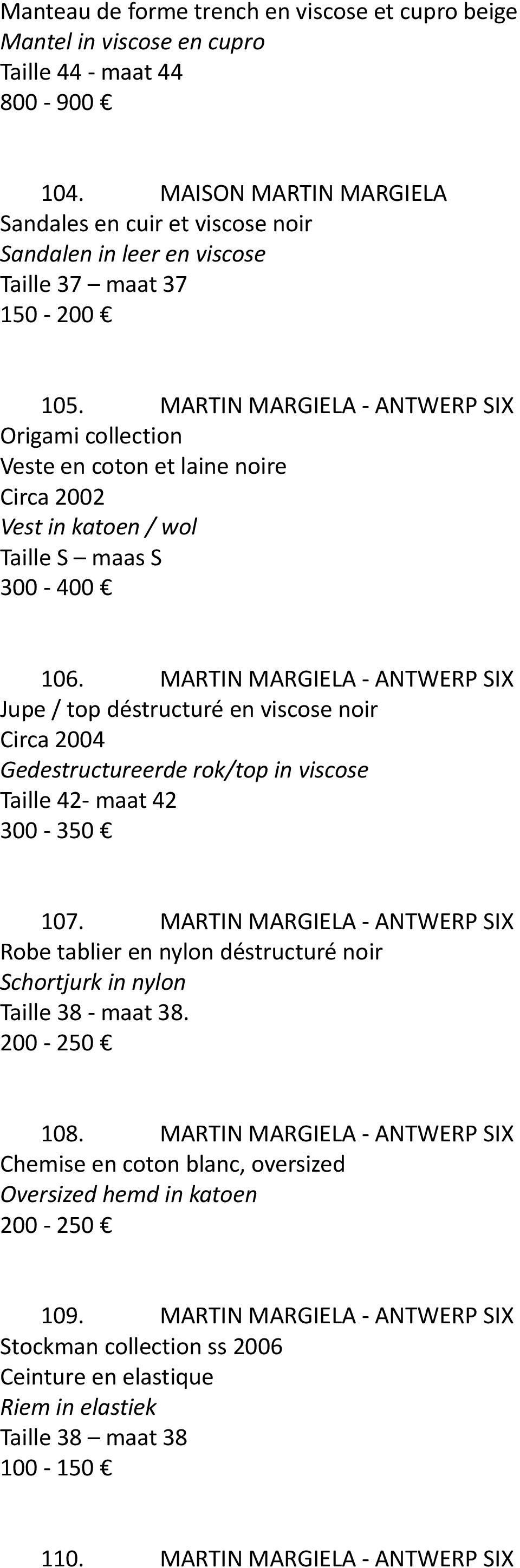 MARTIN MARGIELA - ANTWERP SIX Origami collection Veste en coton et laine noire Circa 2002 Vest in katoen / wol Taille S maas S 300-400 106.