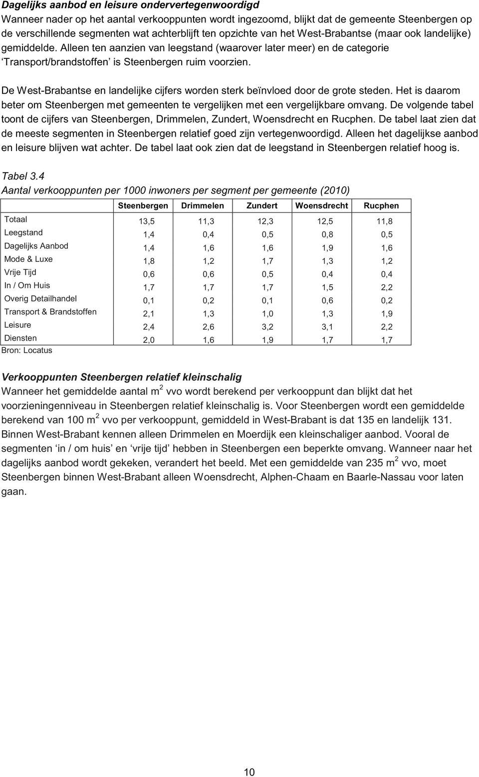 De West-Brabantse en landelijke cijfers worden sterk beïnvloed door de grote steden. Het is daarom beter om Steenbergen met gemeenten te vergelijken met een vergelijkbare omvang.