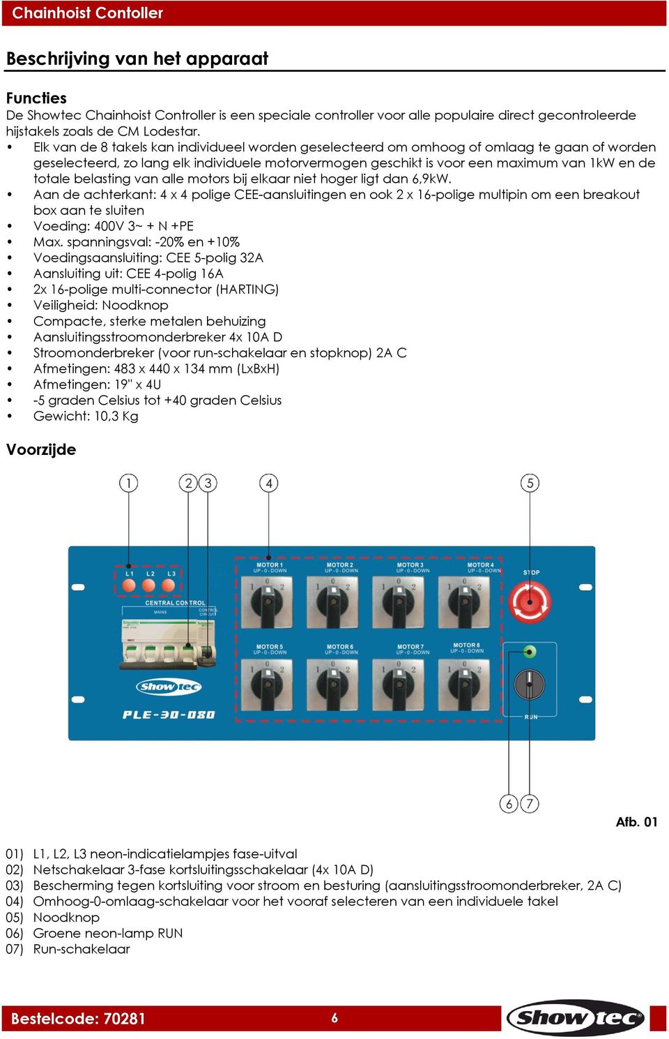 belasting van alle motors bij elkaar niet hoger ligt dan 6,9kW.