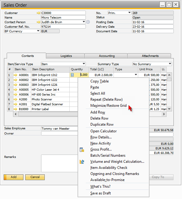 Excel at work met de SAP Business One Microsoft Excel integratie Gebruikt u Microsoft Excel spreadsheets om bijvoorbeeld betalingen, inkoop en verkoopdocumenten in te voeren in SAP Business One?