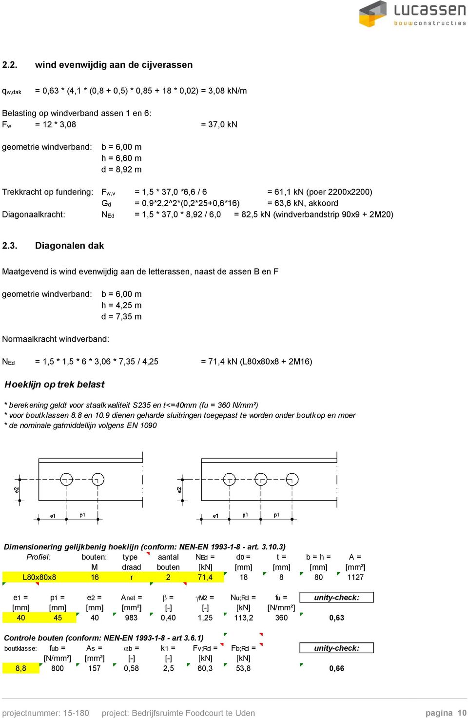 / 6,0 = 82,5 kn (windverbandstrip 90x9 + 2M20) 2.3.