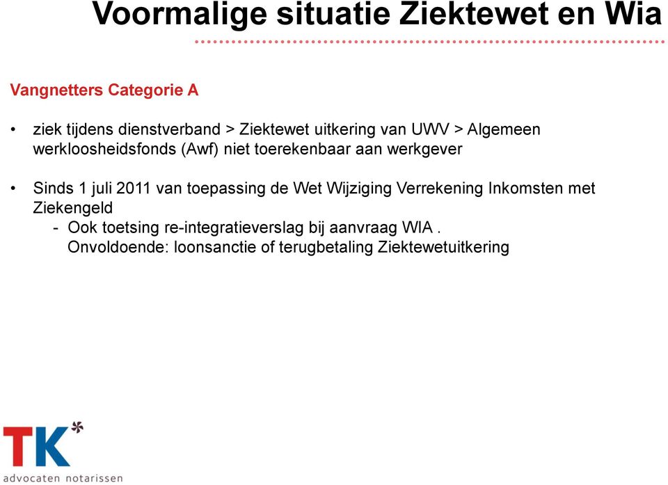 Sinds 1 juli 2011 van toepassing de Wet Wijziging Verrekening Inkomsten met Ziekengeld - Ook