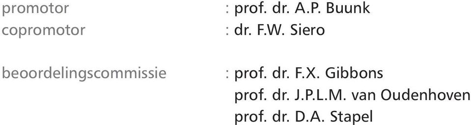 Buunk : dr. F.W. Siero : prof. dr. F.X.