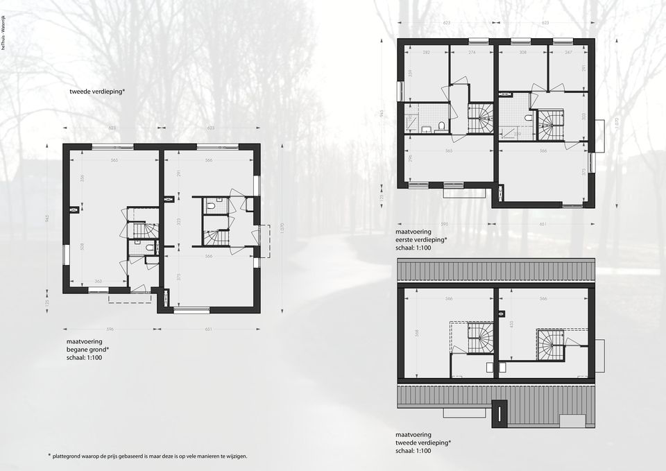 070 125 945 296 190 maatvoering eerste verdieping* schaal: 1:100 565 566 595 651 566 239 566 303