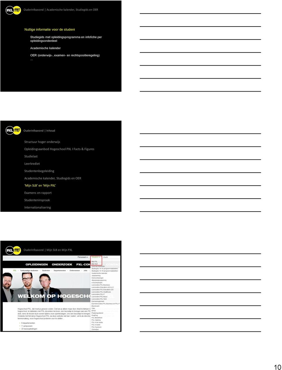 .. Ouderinfoavond Inhoud Structuur hoger onderwijs Opleidingsaanbod Hogeschool PXL I Facts & Figures Studielast Leerkrediet