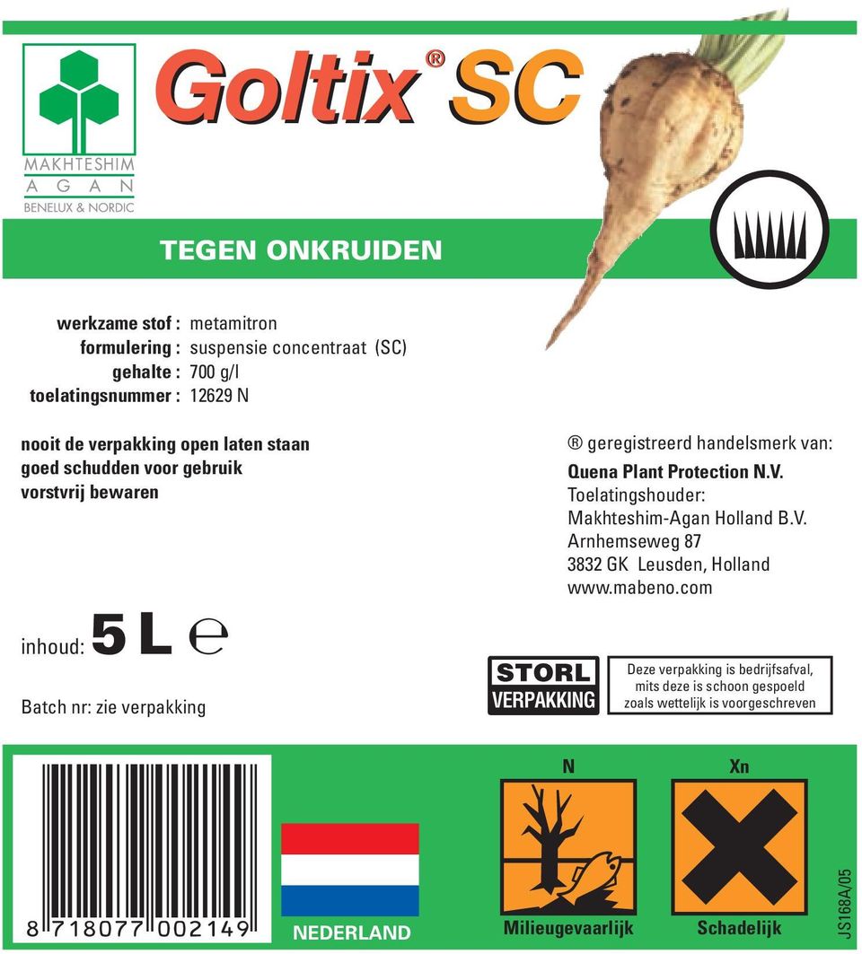 van: Quena Plant Protection N.V. Toelatingshouder: Makhteshim-Agan Holland B.V. Arnhemseweg 87 3832 GK Leusden, Holland www.mabeno.