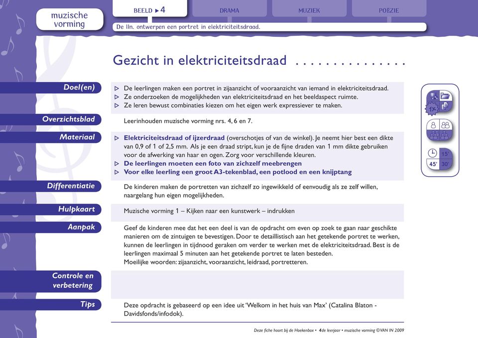 Z lrn bwust combinatis kizn om ht ign wrk xprssivr t makn. Ovrzichtsblad Lrinhoudn muzisch nrs. 4, 6 n 7. Matriaal Elktricititsdraad of ijzrdraad (ovrschotjs of van d winkl).