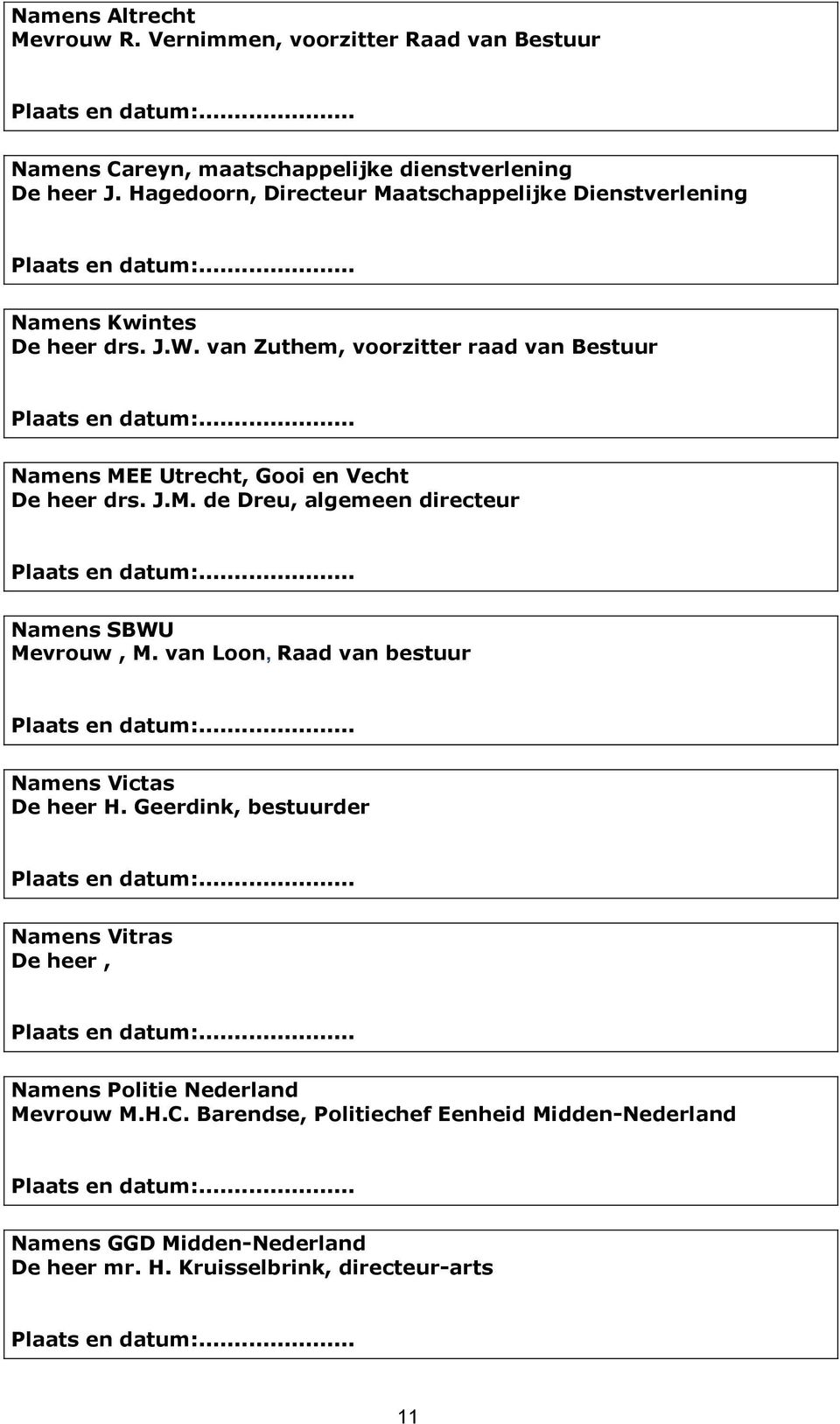 van Zuthem, voorzitter raad van Bestuur Namens MEE Utrecht, Gooi en Vecht De heer drs. J.M. de Dreu, algemeen directeur Namens SBWU Mevrouw, M.