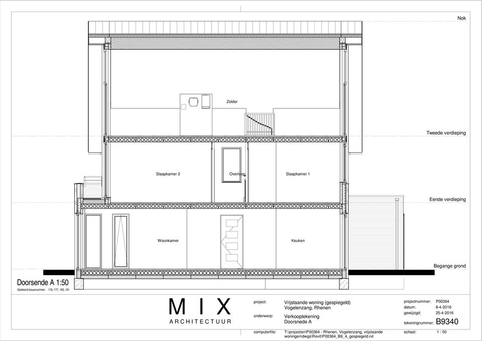 Vrijstaande woning (gespiegeld) Doorsnede A