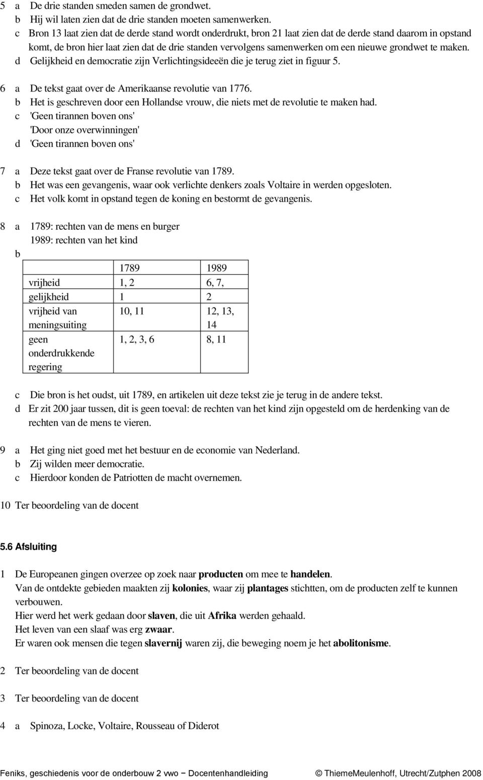 grondwet te maken. d Gelijkheid en democratie zijn Verlichtingsideeën die je terug ziet in figuur 5. 6 a De tekst gaat over de Amerikaanse revolutie van 1776.