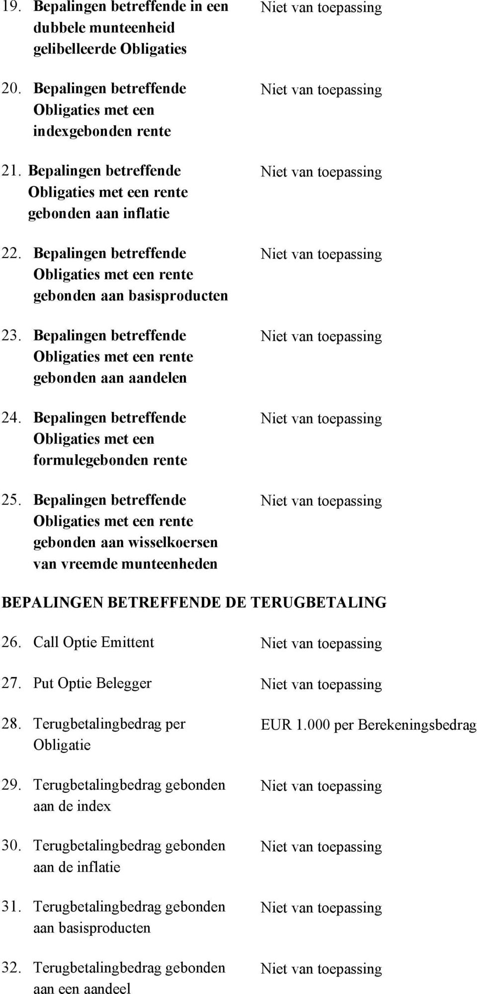 Bepalingen betreffende Obligaties met een rente gebonden aan aandelen 24. Bepalingen betreffende Obligaties met een formulegebonden rente 25.