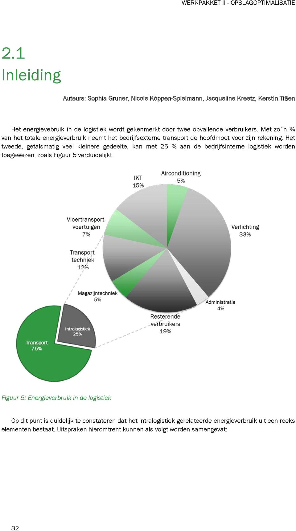 verbruikers. Met zo n ¾ van het totale energieverbruik neemt het bedrijfsexterne transport de hoofdmoot voor zijn rekening.