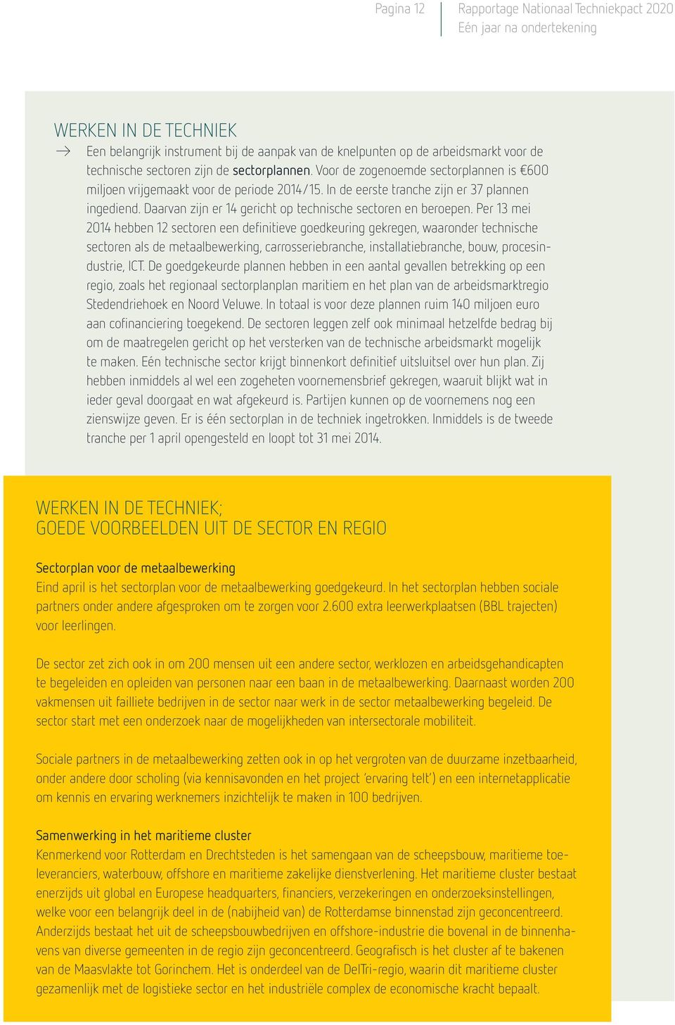 Per 13 mei 2014 hebben 12 sectoren een definitieve goedkeuring gekregen, waaronder technische sectoren als de metaalbewerking, carrosseriebranche, installatiebranche, bouw, procesindustrie, ICT.