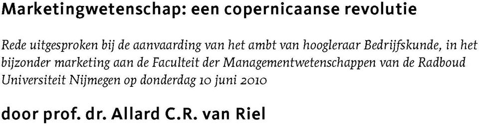 marketing aan de Faculteit der Managementwetenschappen van de Radboud