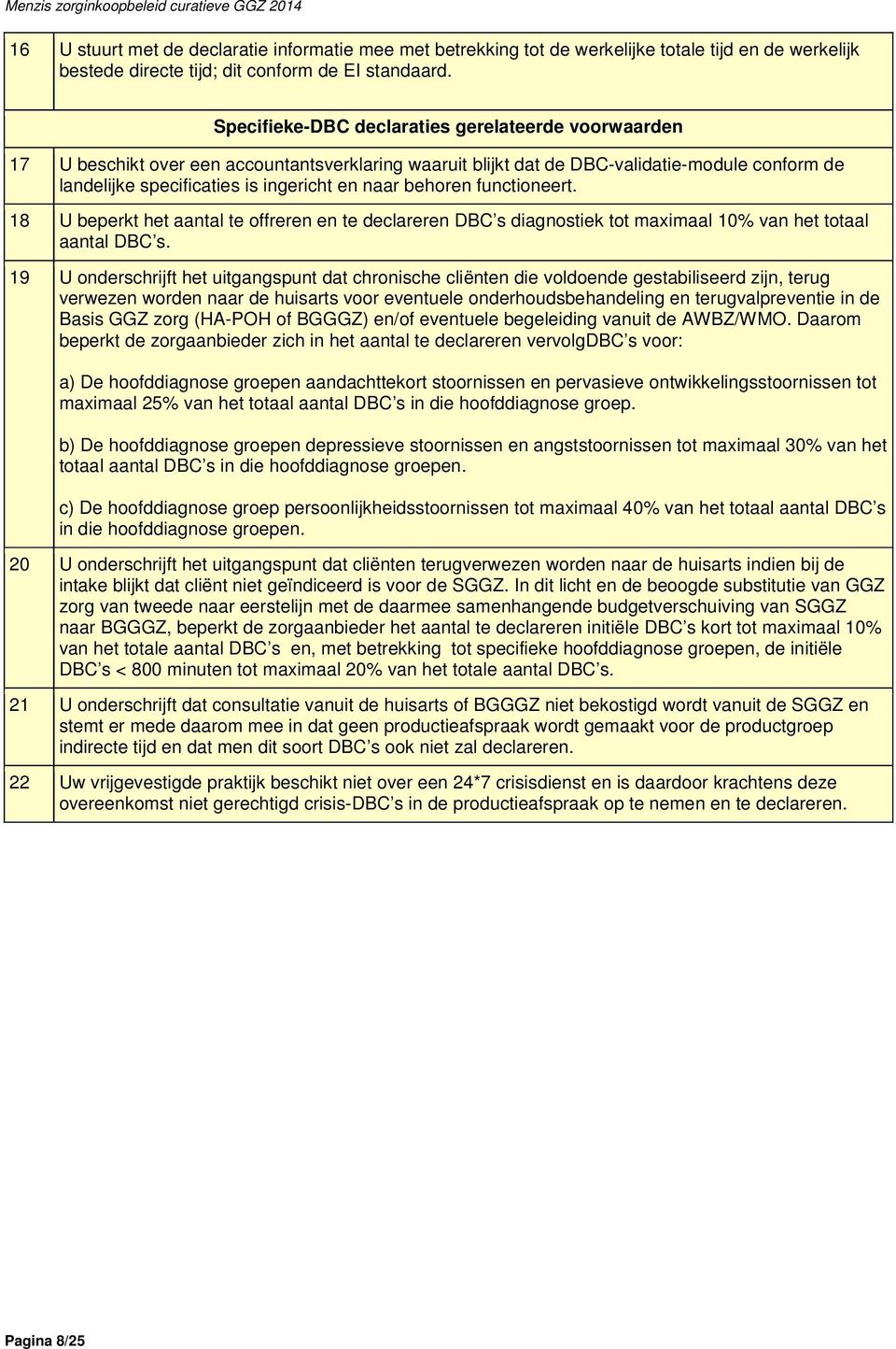 behoren functioneert. 18 U beperkt het aantal te offreren en te declareren DBC s diagnostiek tot maximaal 10% van het totaal aantal DBC s.