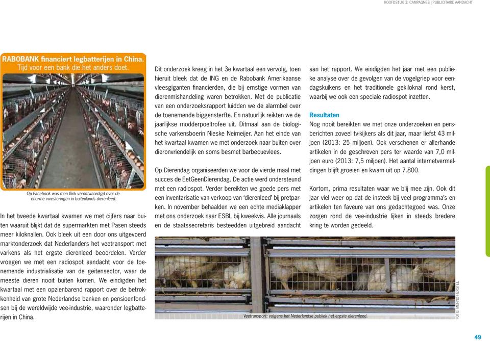 Ook bleek uit een door ons uitgevoerd marktonderzoek dat Nederlanders het veetransport met varkens als het ergste dierenleed beoordelen.
