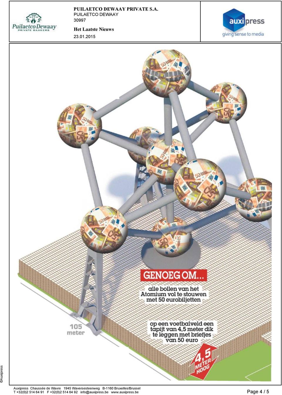 alle bollen van het Atomium vol te stouwen