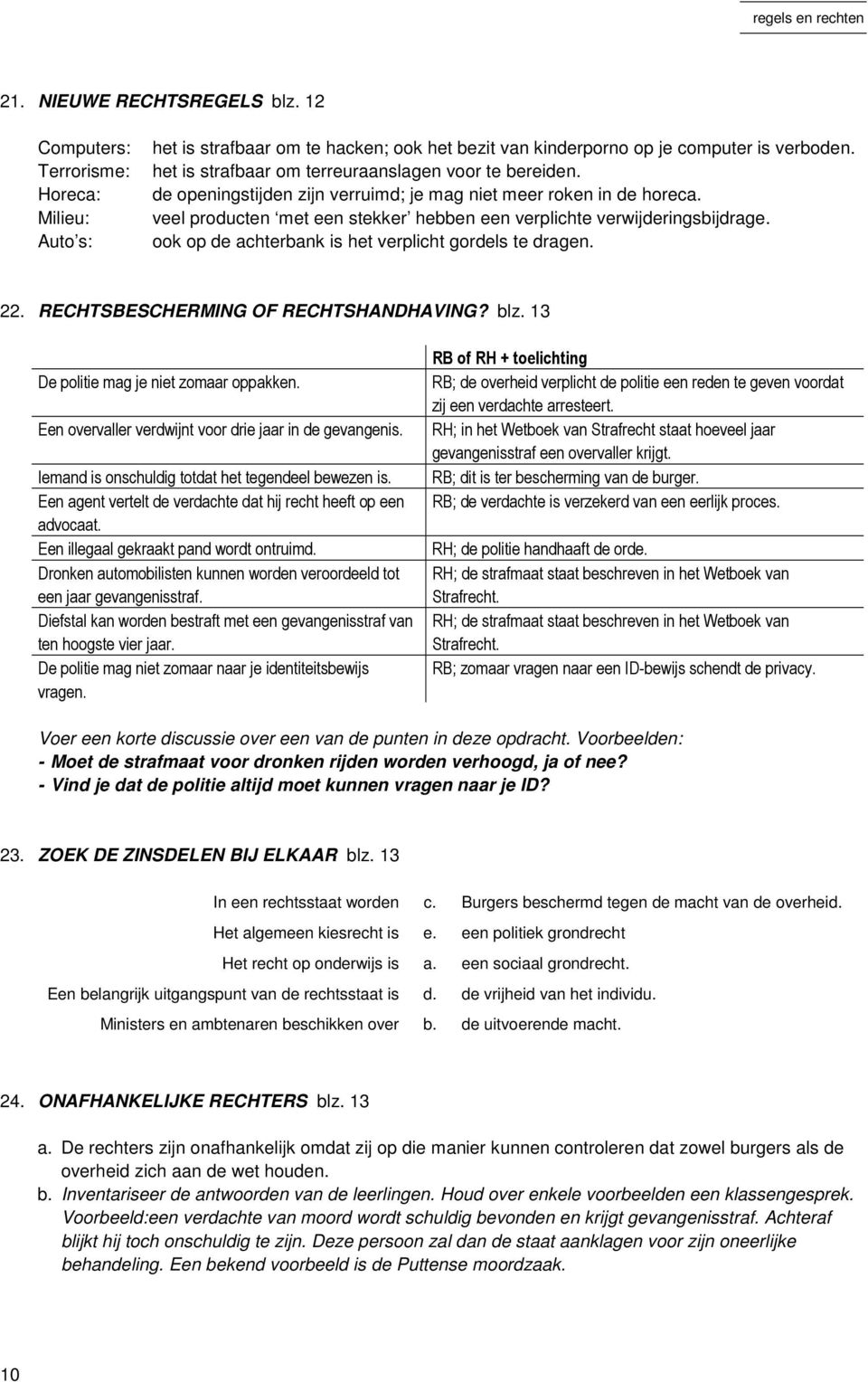 ook op de achterbank is het verplicht gordels te dragen. 22. RECHTSBESCHERMING OF RECHTSHANDHAVING? blz. 13 De politie mag je niet zomaar oppakken.