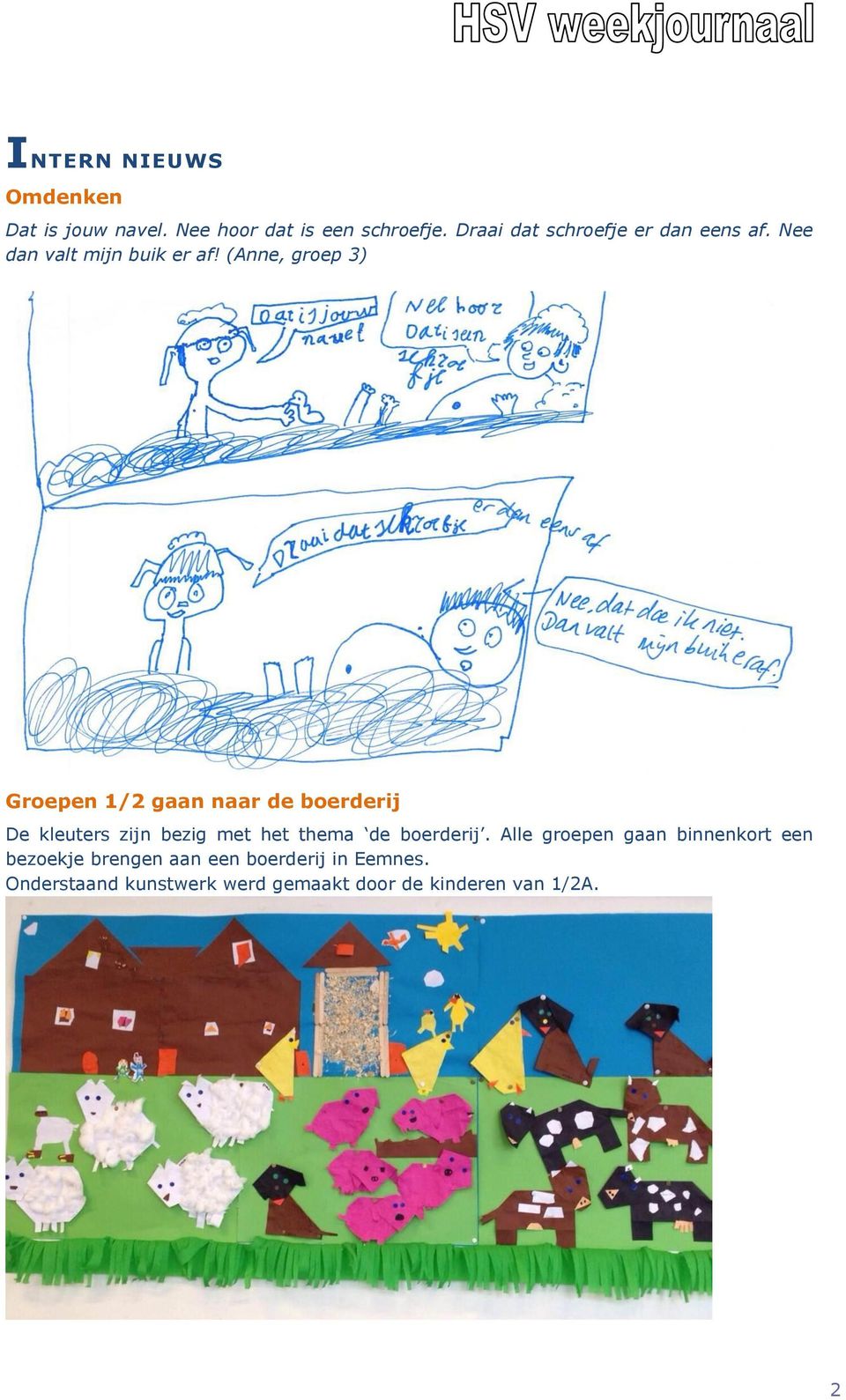 (Anne, groep 3) Groepen 1/2 gaan naar de boerderij De kleuters zijn bezig met het thema de