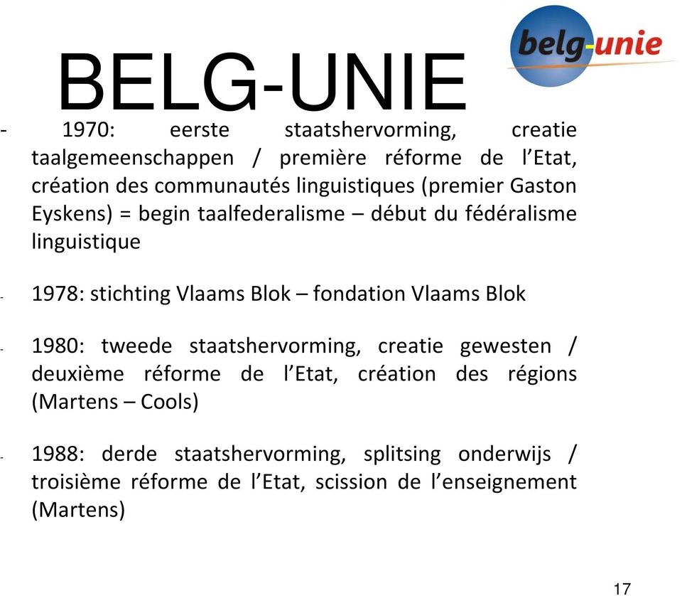 fondation Vlaams Blok - 1980: tweede staatshervorming, creatie gewesten / deuxième réforme de l Etat, création des régions