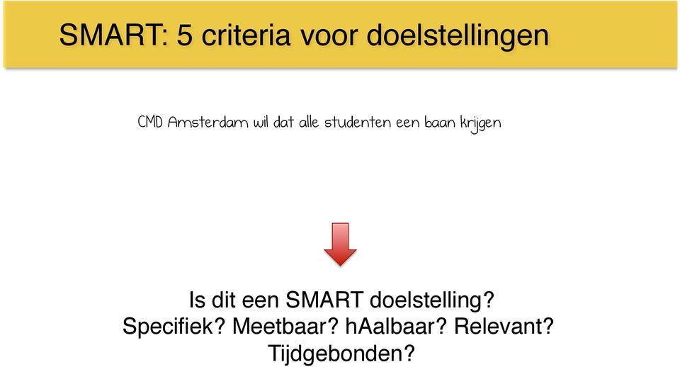 krijgen Is dit een SMART doelstelling?