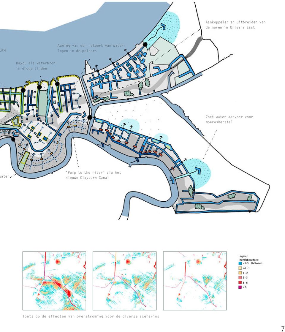 via het nieuwe Clayborn Canal Legend Inundation (feet) < 0.5 (between 6 curbs) 0.