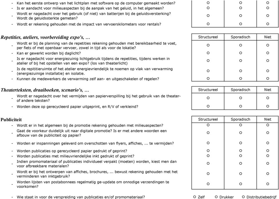 Repetities, ateliers, voorbereiding expo's, Wordt er bij de planning van de repetities rekening gehouden met bereikbaarheid te voet, per fiets of met openbaar vervoer, zowel in tijd als voor de