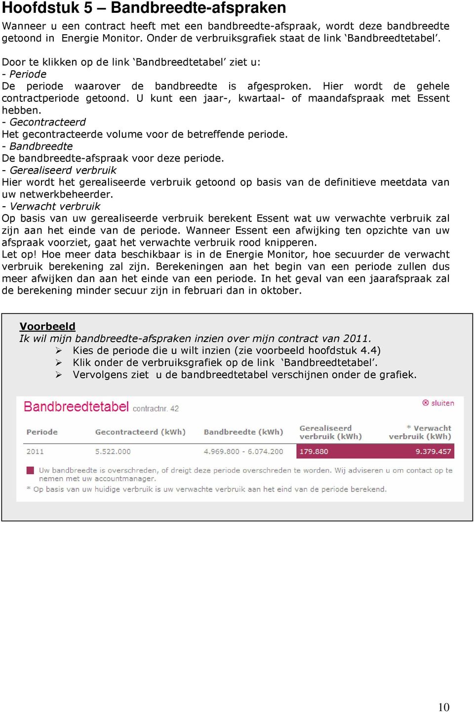 Hier wordt de gehele contractperiode getoond. U kunt een jaar-, kwartaal- of maandafspraak met Essent hebben. - Gecontracteerd Het gecontracteerde volume voor de betreffende periode.