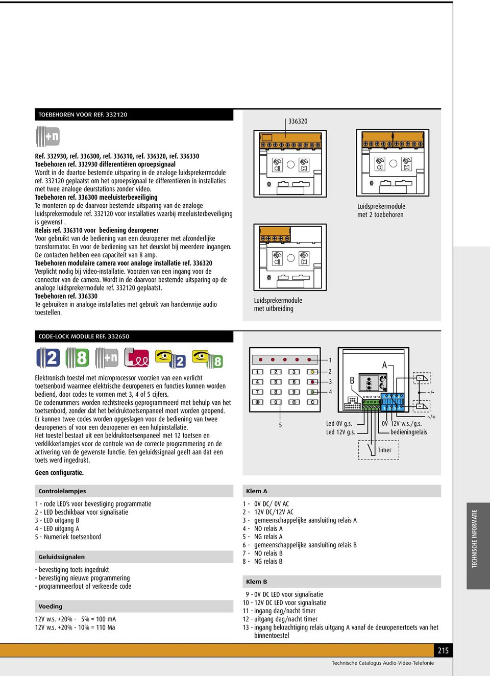 600 meeluistereveiliging Te monteren op de drvoor estemde uitspring vn de nloge luidsprekermodule ref. 0 voor instllties wrij meeluistereveiliging is gewenst. Relis ref.