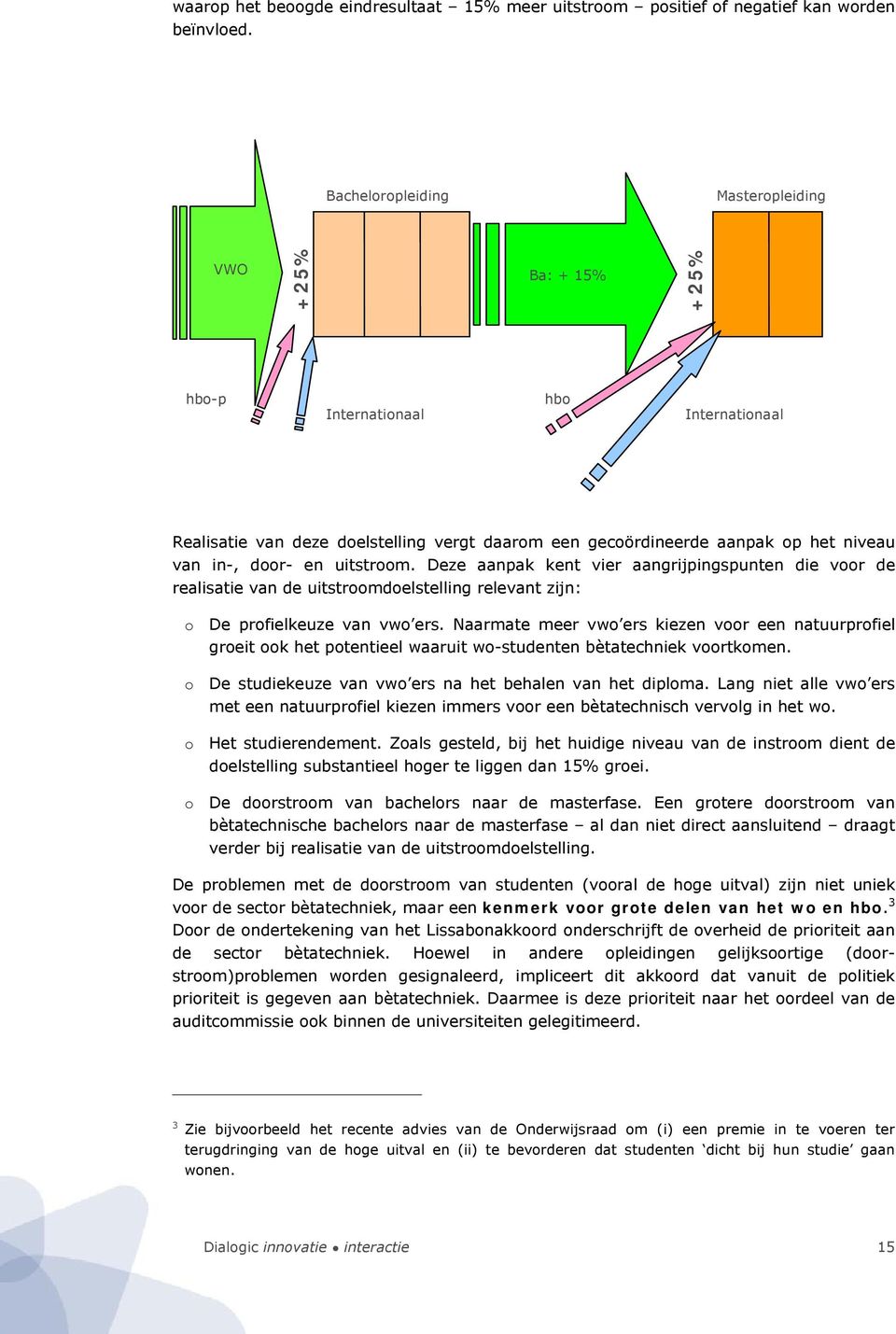 en uitstroom. Deze aanpak kent vier aangrijpingspunten die voor de realisatie van de uitstroomdoelstelling relevant zijn: o De profielkeuze van vwo ers.