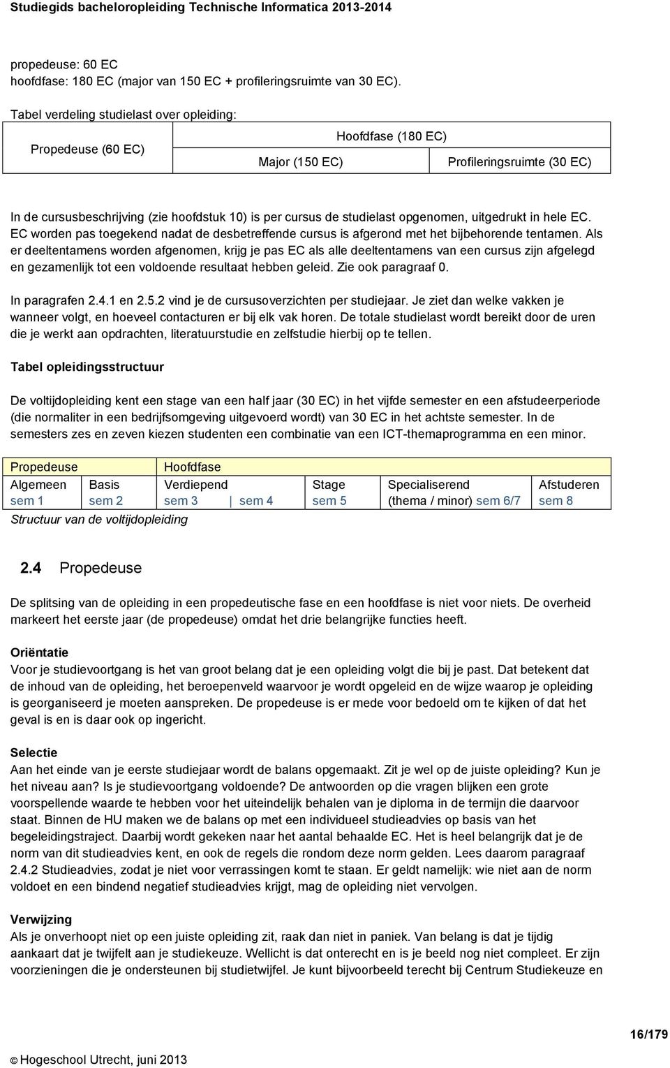 opgenomen, uitgedrukt in hele EC. EC worden pas toegekend nadat de desbetreffende cursus is afgerond met het bijbehorende tentamen.