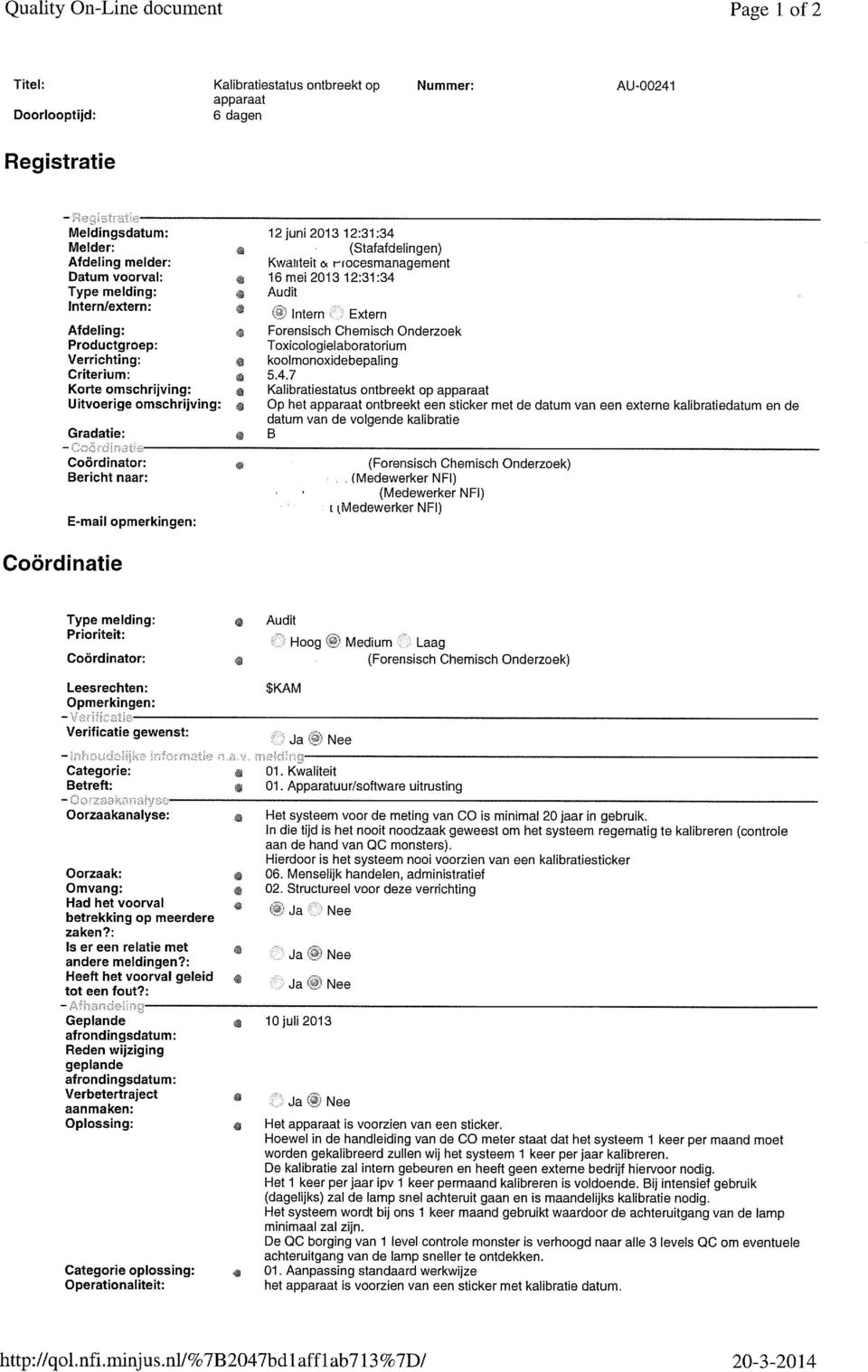 Toxicologielbortorium koolmonoxidebepling 5.4.