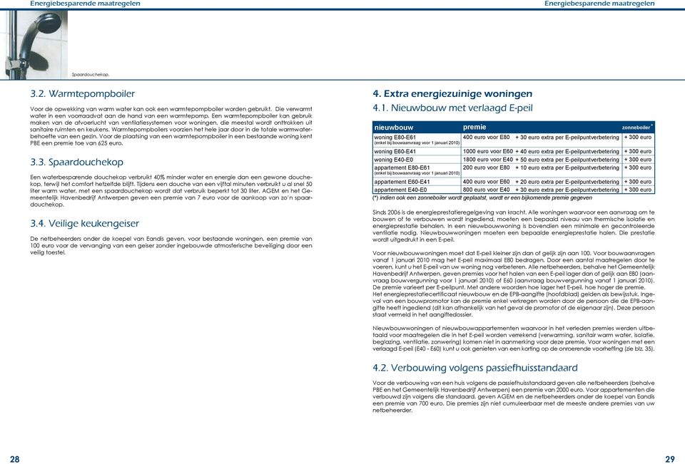 Warmtepompboilers voorzien het hele jaar door in de totale warmwaterbehoefte van een gezin. Voor de plaatsing van een warmtepompboiler in een bestaande woning kent een premie toe van 625 euro. 3.