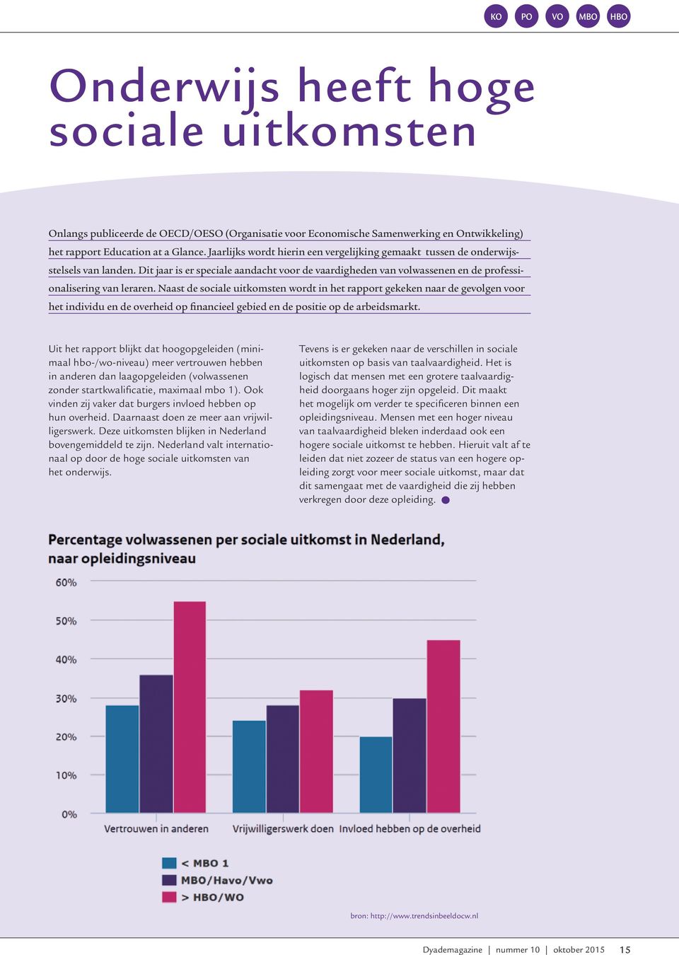 Naast de sociale uitkomsten wordt in het rapport gekeken naar de gevolgen voor het individu en de overheid op financieel gebied en de positie op de arbeidsmarkt.