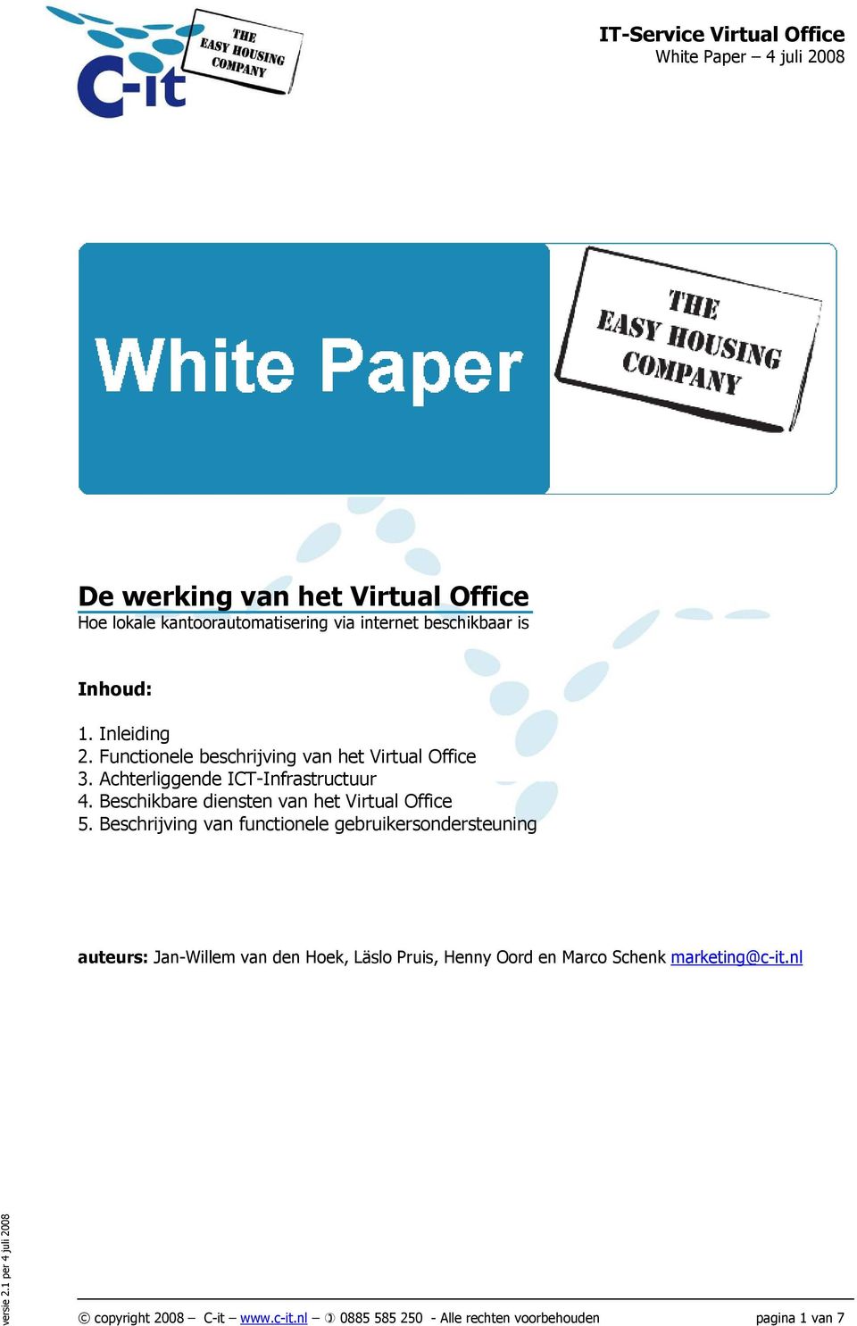 Beschikbare diensten van het Virtual Office 5.