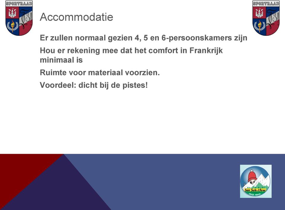 het comfort in Frankrijk minimaal is Ruimte