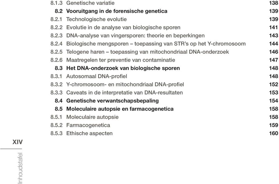 3 Het DNA-onderzoek van biologische sporen 148 8.3.1 Autosomaal DNA-profiel 148 8.3.2 Y-chromosoom- en mitochondriaal DNA-profiel 152 8.3.3 Caveats in de interpretatie van DNA-resultaten 153 8.