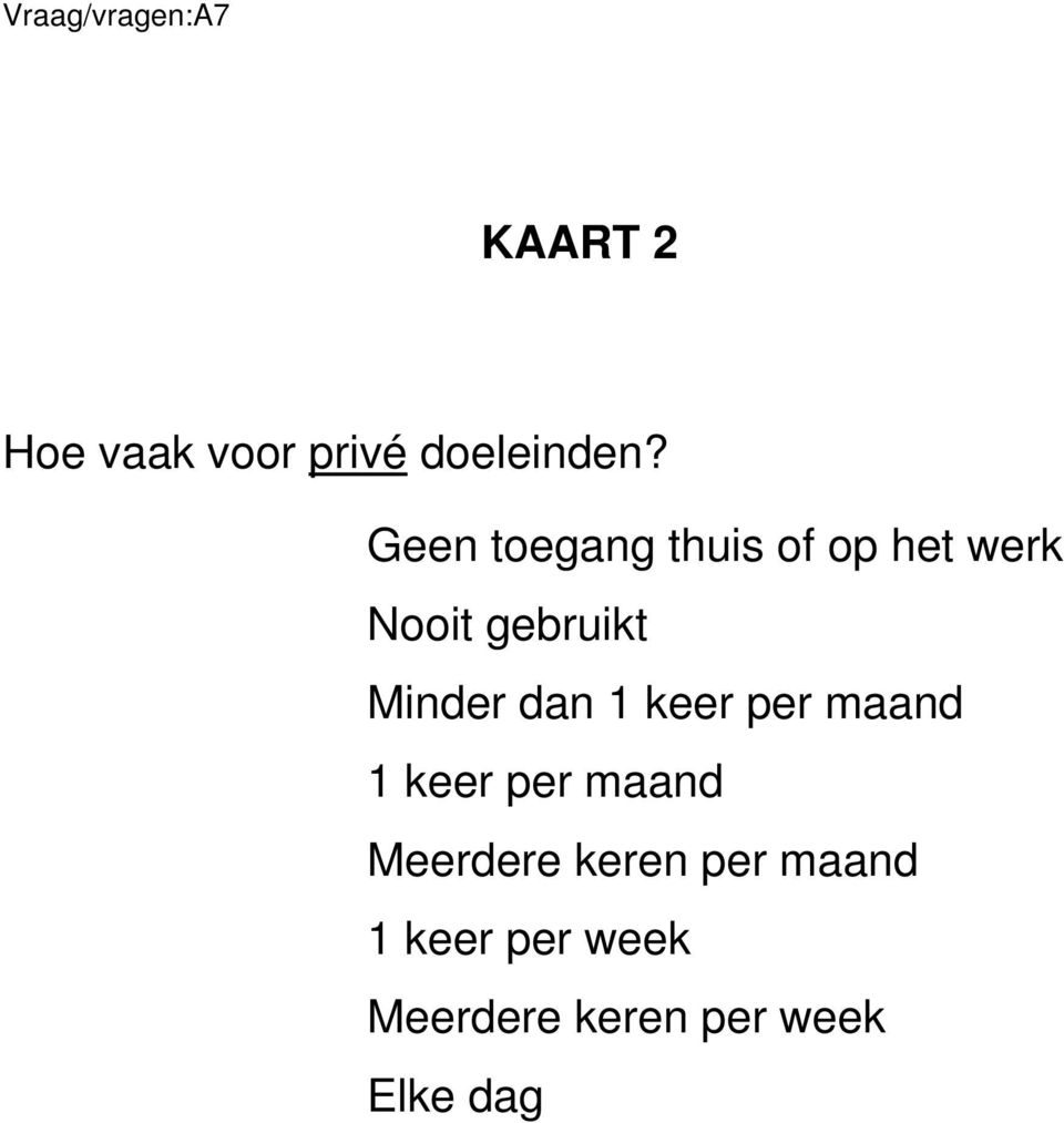 dan 1 keer per maand 1 keer per maand Meerdere keren