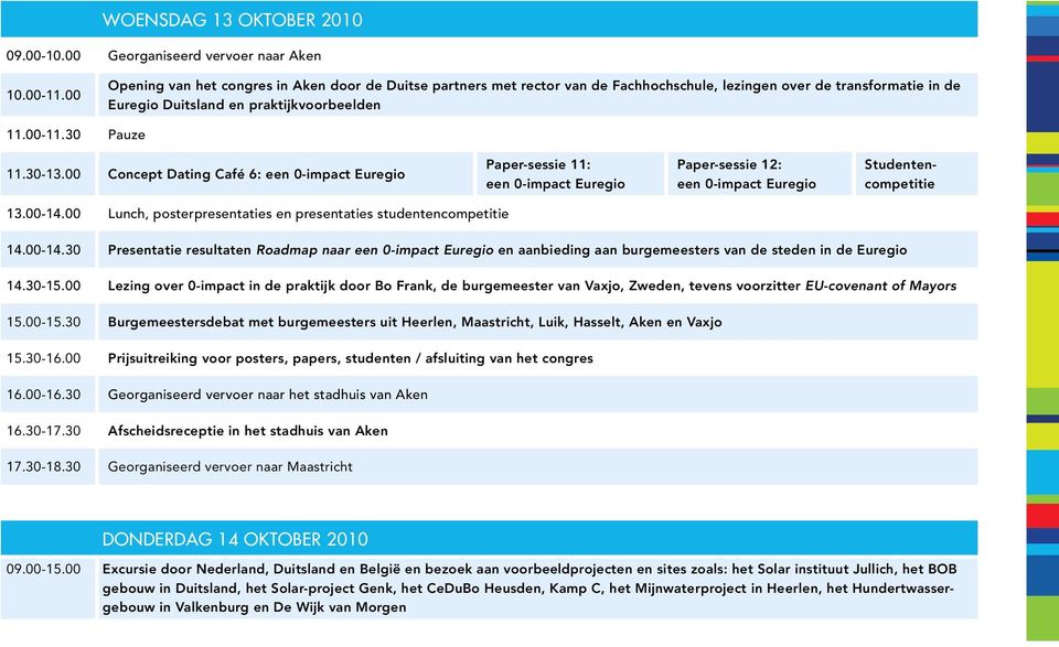 00 Concept Dating Café 6: een 0-impact Euregio Paper-sessie 11: een 0-impact Euregio Paper-sessie 12: een 0-impact Euregio Studentencompetitie 13.00-14.