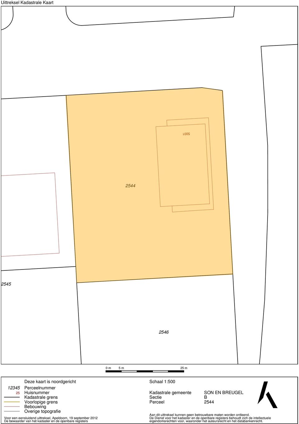 openbare registers Schaal 1:500 Kadastrale gemeente Sectie Perceel SON EN BREUGEL B 2544 Aan dit uittreksel kunnen geen betrouwbare maten worden