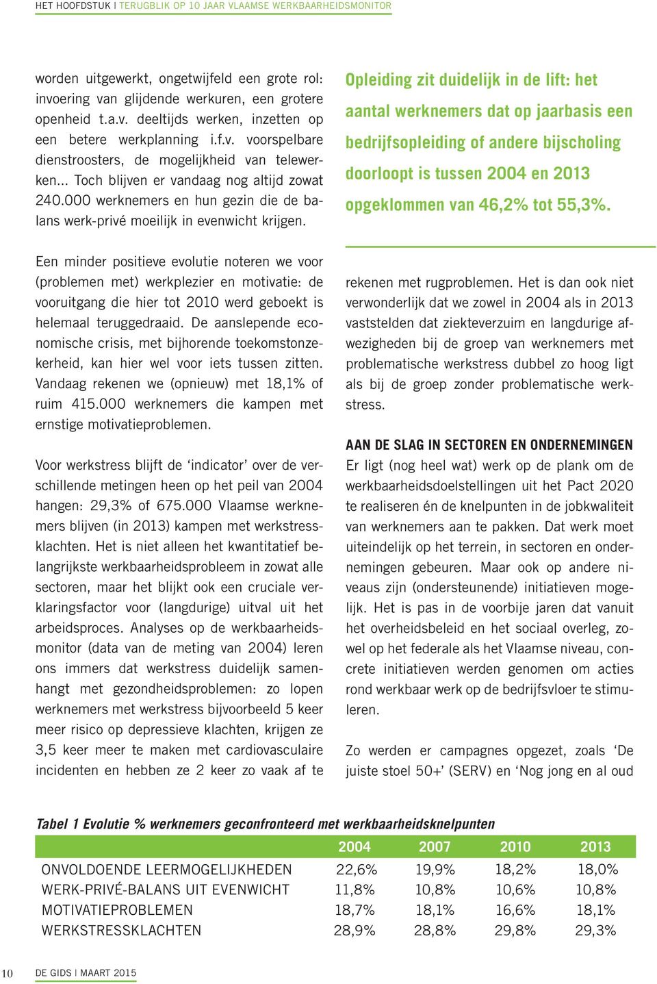 Opleiding zit duidelijk in de lift: het aantal werknemers dat op jaarbasis een bedrijfsopleiding of andere bijscholing doorloopt is tussen 2004 en 2013 opgeklommen van 46,2% tot 55,3%.