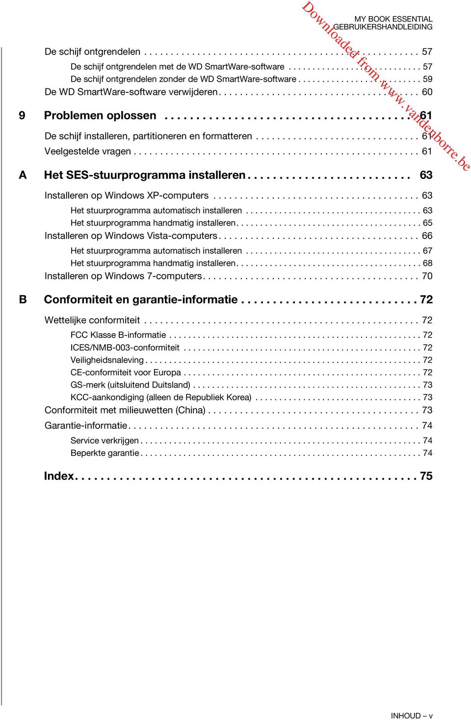 .............................. 61 Veelgestelde vragen...................................................... 61 A Het SES-stuurprogramma installeren.......................... 63 Installeren op Windows XP-computers.