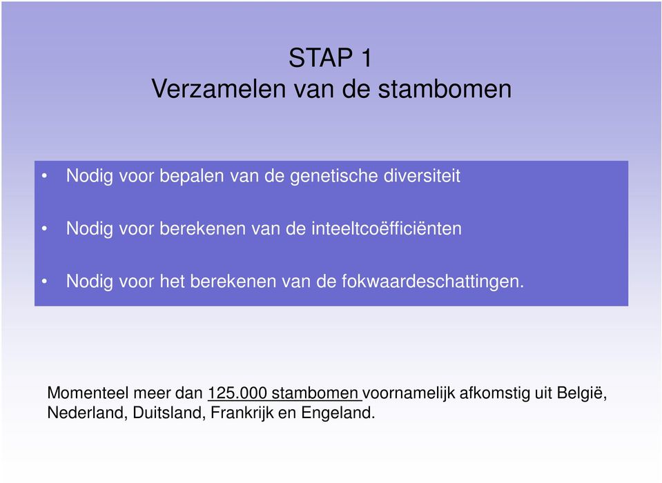 berekenen van de fokwaardeschattingen. Momenteel meer dan 125.