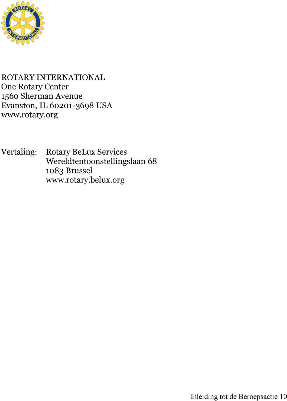 org Vertaling: Rotary BeLux Services